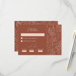 Terrakotta-Rot-orange-sketches Blumen-RSVP RSVP Karte