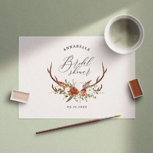 Terrakotta-Rot-Stag elegantes floral Brautdusche  Postkarte