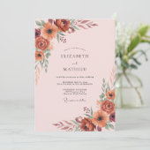 Terrakotta-Rust-Wildblumen-Hochzeit Einladung (Stehend Vorderseite)