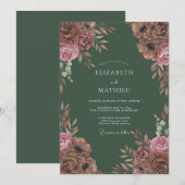Terrakotta-Rustikale Hochzeit mit Blumen Einladung (Vorne/Hinten)