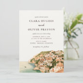Terrakotta-Salbei-Script-Positano-Küstenhochzeit Einladung (Stehend Vorderseite)