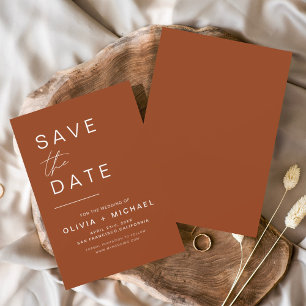 Terrakotta Save-the-Date Minimalist Schrift Save The Date