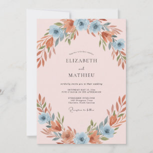 Terrakotta-Schiefer-Kranz-Hochzeit Einladung