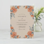 Terrakotta-Schiefer-Rosen-Hochzeit Einladung (Stehend Vorderseite)