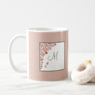 Terrakotta-Schmetterlingsgarten-Sage-Script-Monogr Kaffeetasse