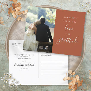 Terrakotta Schrift Foto Hochzeit Danke Postkarte