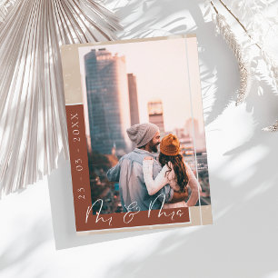 Terrakotta-Script-Foto-Save-the-Date-Karte Save The Date