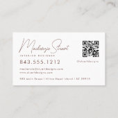 Terrakotta-Script-QR-Code Modern Elegant Visitenkarte (Rückseite)