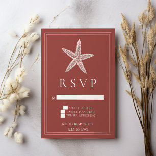 Terrakotta Seestern Hochzeit RSVP Karte