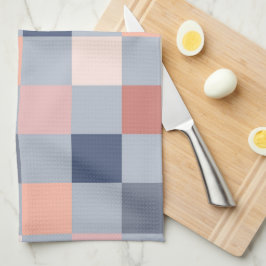 Terrakotta, Slate Blue Checkerboard Geschirrtuch