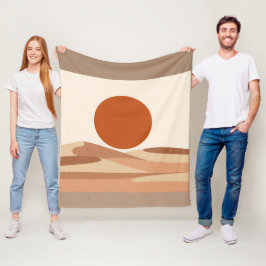 Terrakotta-Sonne Minimalistischer Boho-Abstrakter  Fleecedecke