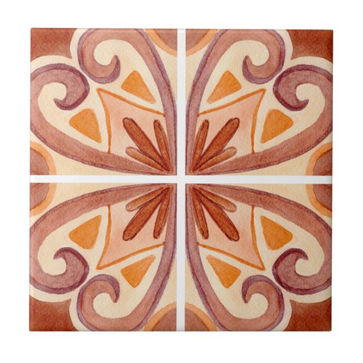Terrakotta-Spanische-Talavera-Fliesenmuster Fliese (Vorderseite)