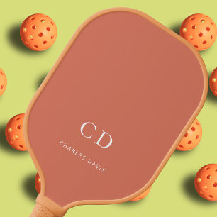 Terrakotta staubige Erde Monogramm Initialen Name Pickleball Schläger