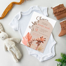 Terrakotta-Tan-Boho-Giraffen-Baby-Einladung