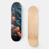 Terrakotta-Teal-Fluss - Farbige vertikale 3D-Abstr Skateboard (Vorderseite)
