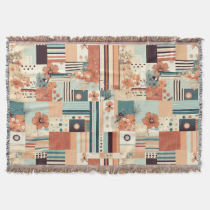 Terrakotta-Teal-Geometrisch-Mitte des Jahrhunderts Decke