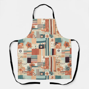 Terrakotta-Teal-Geometrisch-Mitte des Jahrhunderts Schürze
