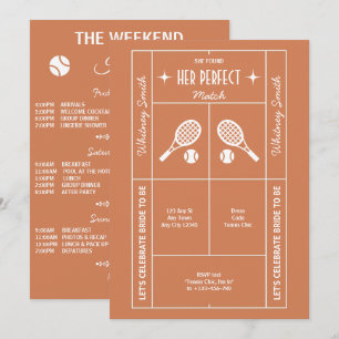 Terrakotta-Tennis-Junggesellinnen-Abschiedsparty-E Einladung
