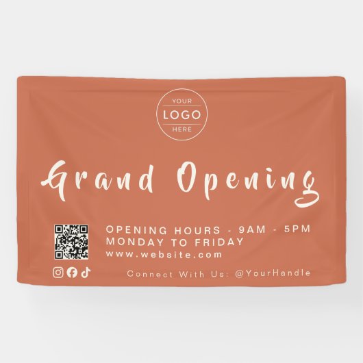 Terrakotta-Ton-QR-Code-Cafe-Bäckerei-Restaurant Banner (Horizontal)