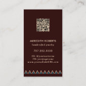 Terrakotta Türkis Tribal Design QR Code Visitenkarte (Rückseite)