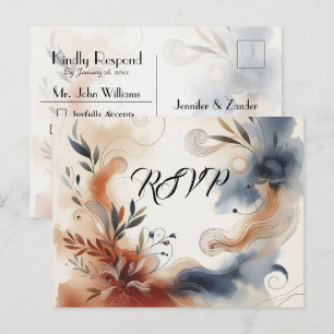 Terrakotta Twilight und Navy Blooms RSVP Postkarte