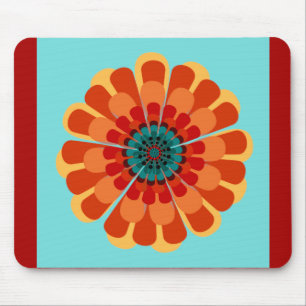 Terrakotta und Aquamarine Blume Mousepad