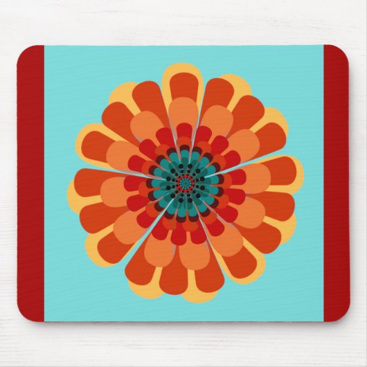 Terrakotta und Aquamarine Blume Mousepad (Vorne)