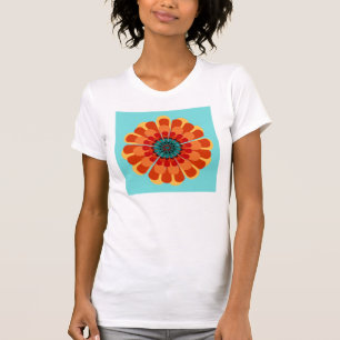 Terrakotta und Aquamarine Blume T-Shirt
