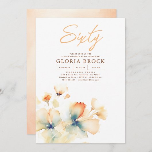 Terrakotta und Aquamariner Blauer Fall Geburt Einladung (Vorne/Hinten)