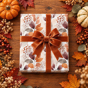 Terrakotta- und Burgunderrot Herbstlaub Boho-Her Geschenkpapier
