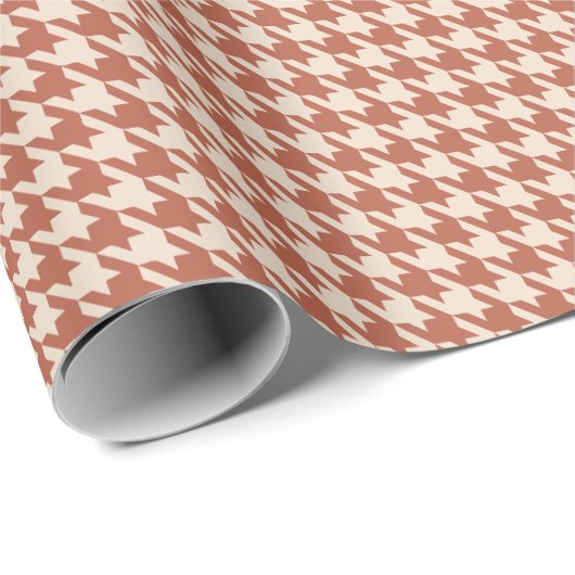 Terrakotta- und Creme-Houndstooth-Muster | Warm Geschenkpapier (Rolleneckpunkt)