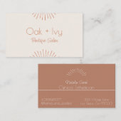 Terrakotta und cremefarbene Sonnenstrahlen Visiten Visitenkarte (Vorne/Hinten)