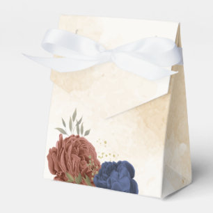 Terrakotta- und Marineblumen Hochzeit Geschenkschachtel