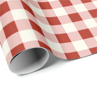 Terrakotta- und rosafarbenes Cottagecore-Gingham Geschenkpapier