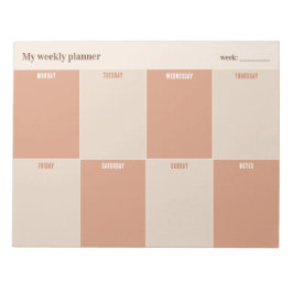 Terrakotta und Sand Wochenplaner nach Maß Notizblock