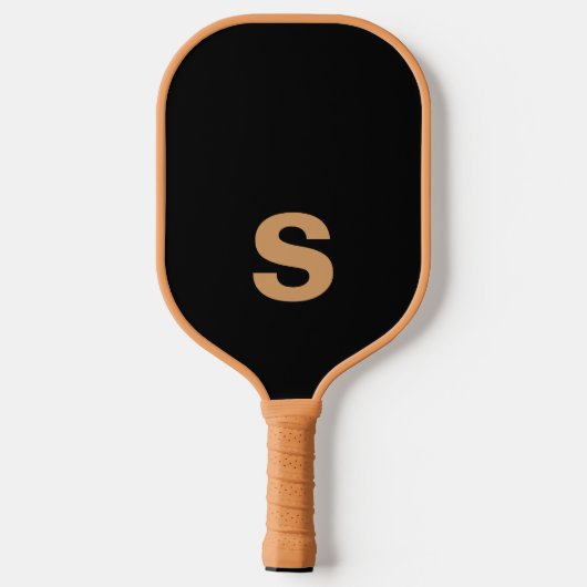 Terrakotta und Schwarz | Modernes Monogramm Pickleball Schläger (Rückseite)