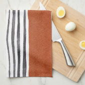 Terrakotta und Schwarz-weiße Streifen   Geschirrtuch (Viertel Falte)