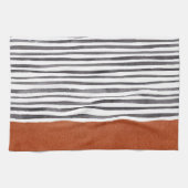 Terrakotta und Schwarz-weiße Streifen   Geschirrtuch (Horizontal)