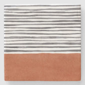 Terrakotta und Schwarz-weiße Streifen   Steinuntersetzer (Vorderseite)