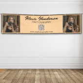 Terrakotta- und schwarzes Schrift-QR-Code-Minimali Banner