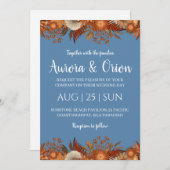 Terrakotta und staubblaue Hochzeitseinladungen Einladung (Vorne/Hinten)