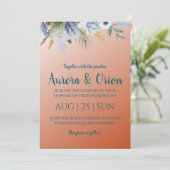 Terrakotta und staubblaue Hochzeitseinladungen Einladung (Stehend Vorderseite)