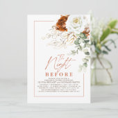 Terrakotta- und weiß-blumiges Probeessen Einladung (Stehend Vorderseite)