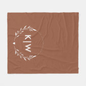 Terrakotta und Weiß | Modernes Initialen-Monogramm Fleecedecke (Vorderseite (Horizontal))