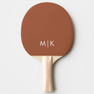 Terrakotta und Weiß Modernes Monogramm Tischtennis Schläger