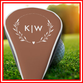 Terrakotta und Weiß | Monogram für moderne Initial Golf Headcover