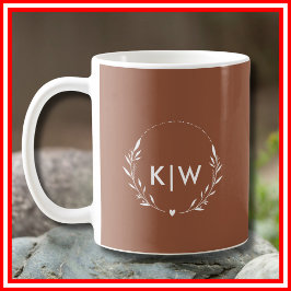 Terrakotta und Weiß | Monogram für moderne Initial Kaffeetasse