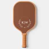 Terrakotta und Weiß | Monogram für moderne Initial Pickleball Schläger (Rückseite)
