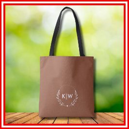 Terrakotta und Weiß | Monogram für moderne Initial Tasche