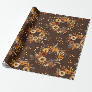 Terrakotta und weiße Blume Botanischer Boho Exotic Geschenkpapier